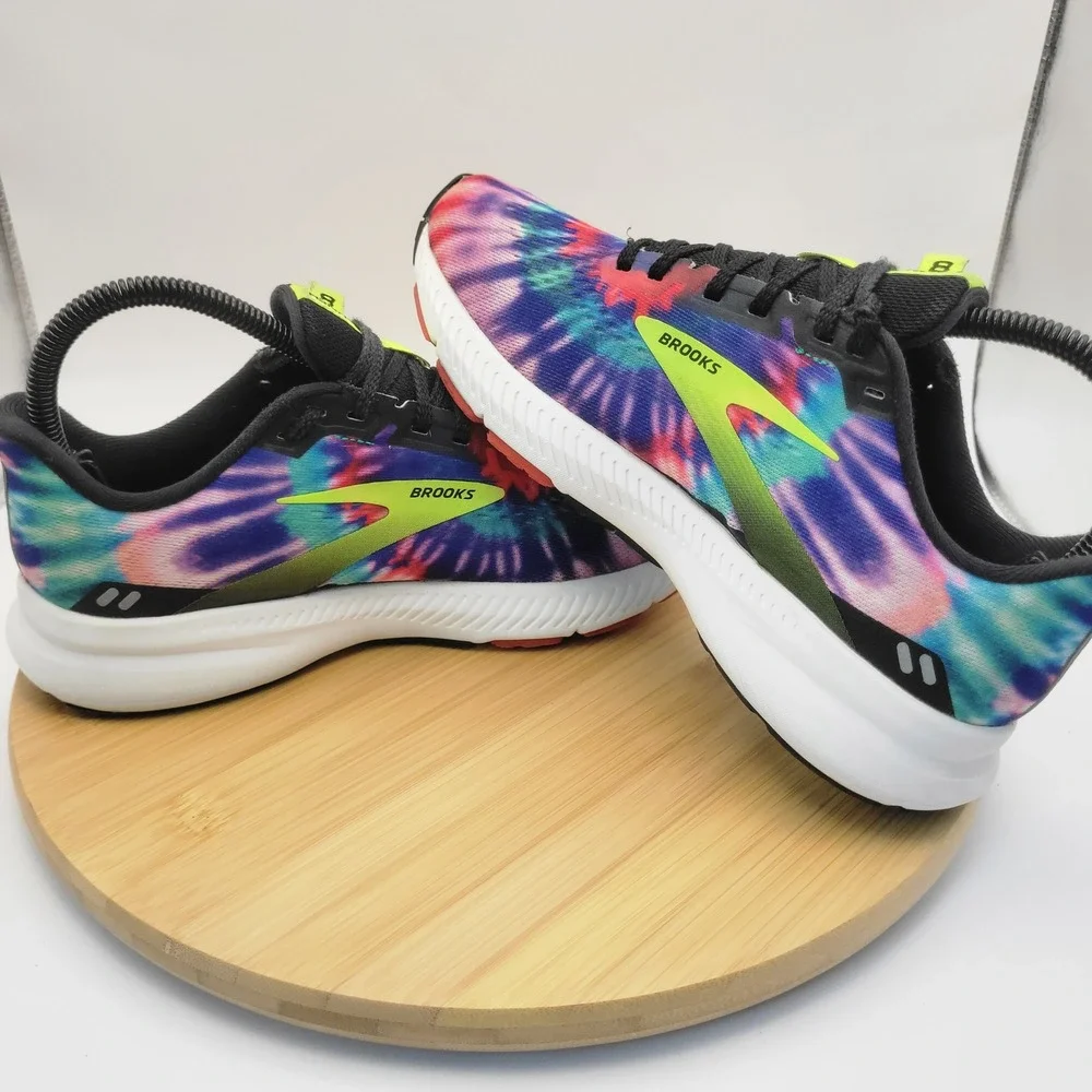 Brooks Launch 8 Tie Dye Running Shoes Womens 7 Black Multi Color 1203451B051